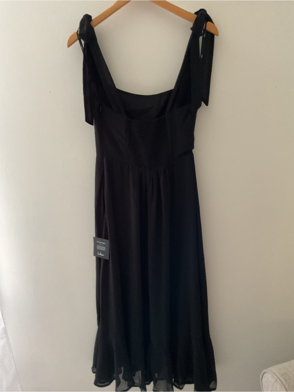 Lulus Summer Invite Black Tie-Strap Tiered Chiffon Midi Dress Small NWT - Picture 6 of 14